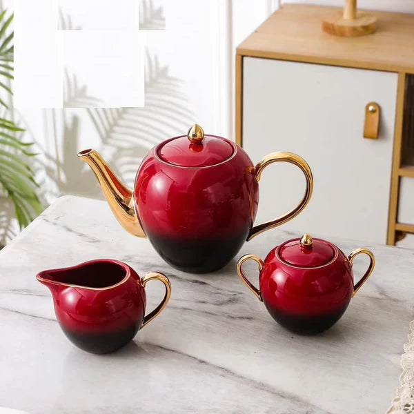 LUXORMOVE TEA & CAKE SET - RED & BLACK