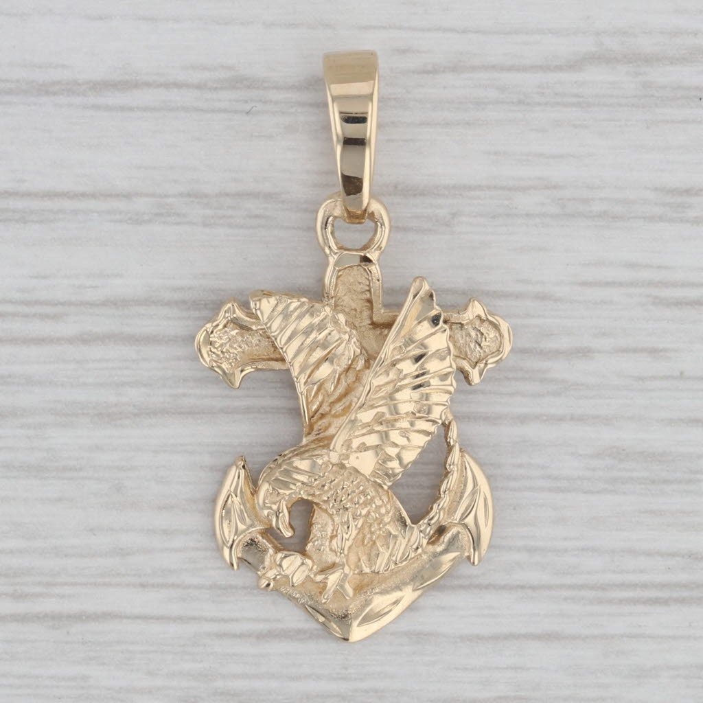Eagle Anchor Pendant 14k Yellow Gold Nautical Patriotic