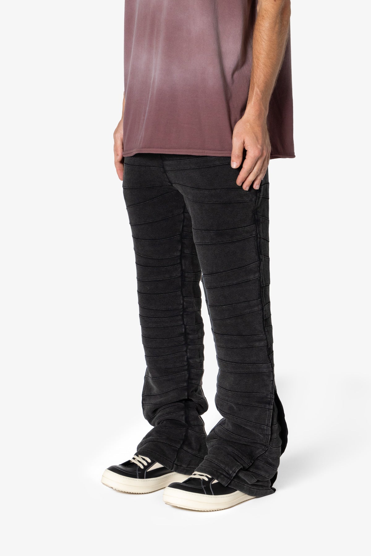 Crease Panel Sweatpants - Washed Black