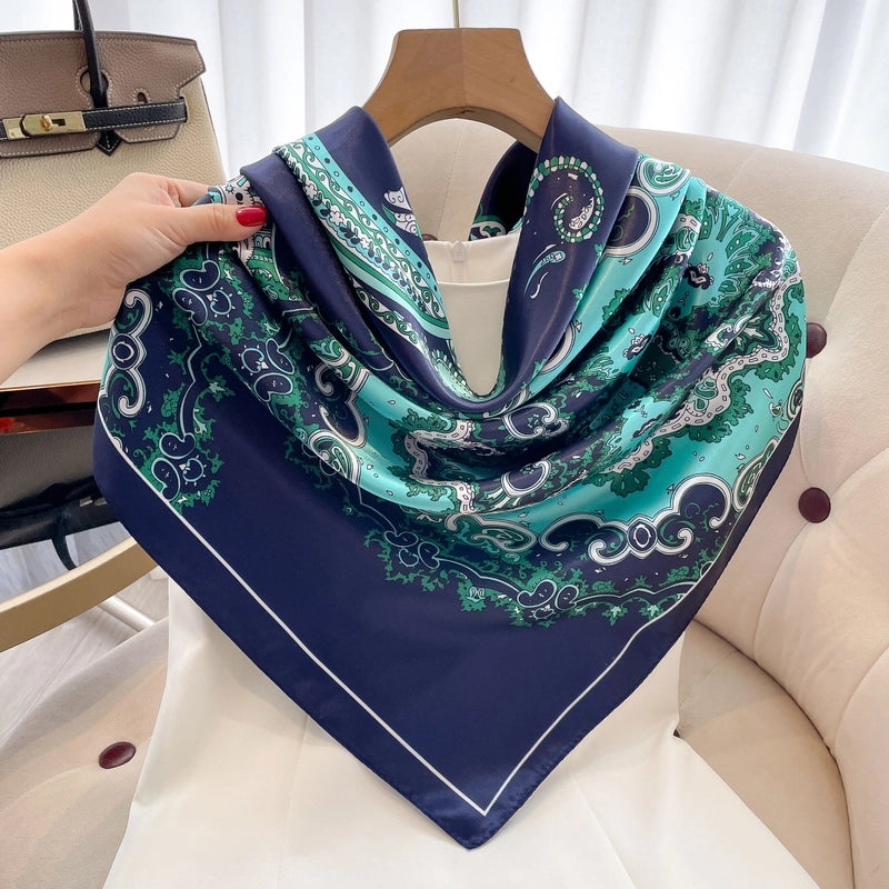 Women's Ethnic Style Flower Satin Printing Silk Scarf