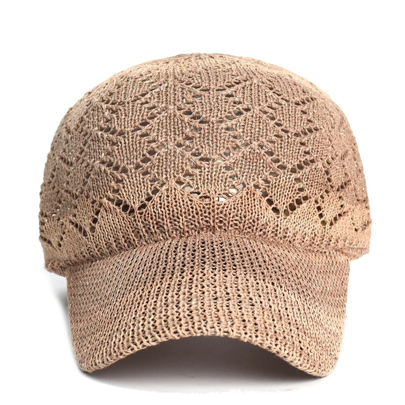 Hat Summer Outdoor Sun Hat Women's Hollow Mesh Breathable Baseball Cap Knitted Cap