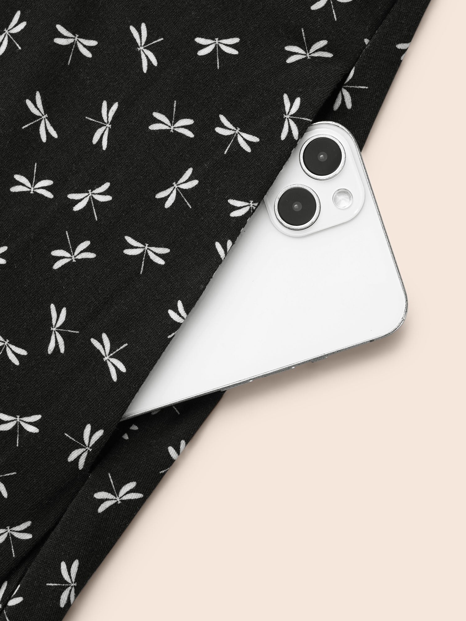 V Neck Dragonfly Pattern Midi Dress