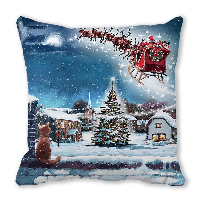 Christmas Pastoral Santa Claus Chemical Fiber Pillow Cases Couch & Sofa Decor