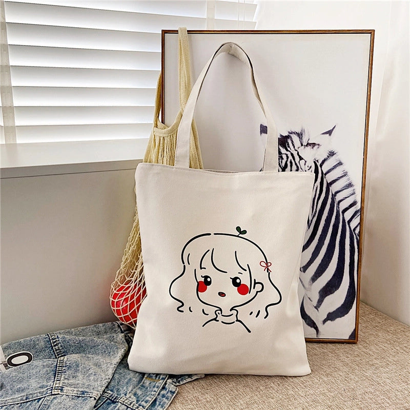 Women's Medium Canvas Letter Classic Style Sewing Thread Square Zipper Canvas Bag