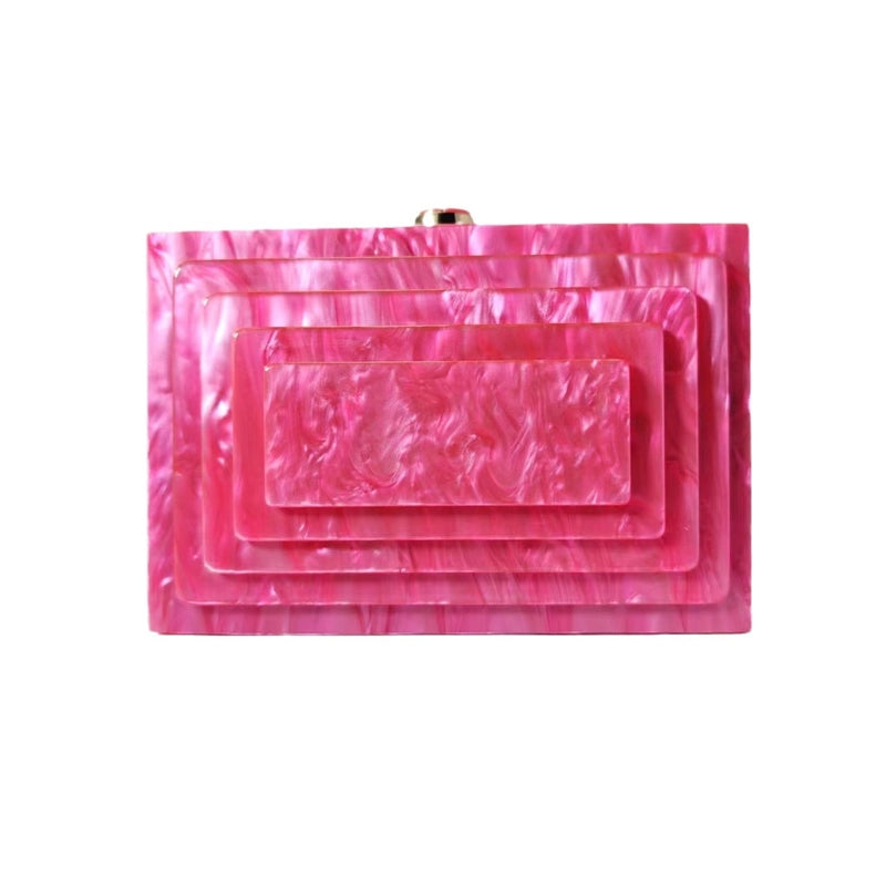 Dinner Bag Retro Splicing Package Trendy Acrylic Shoulder Chain Bag For Women