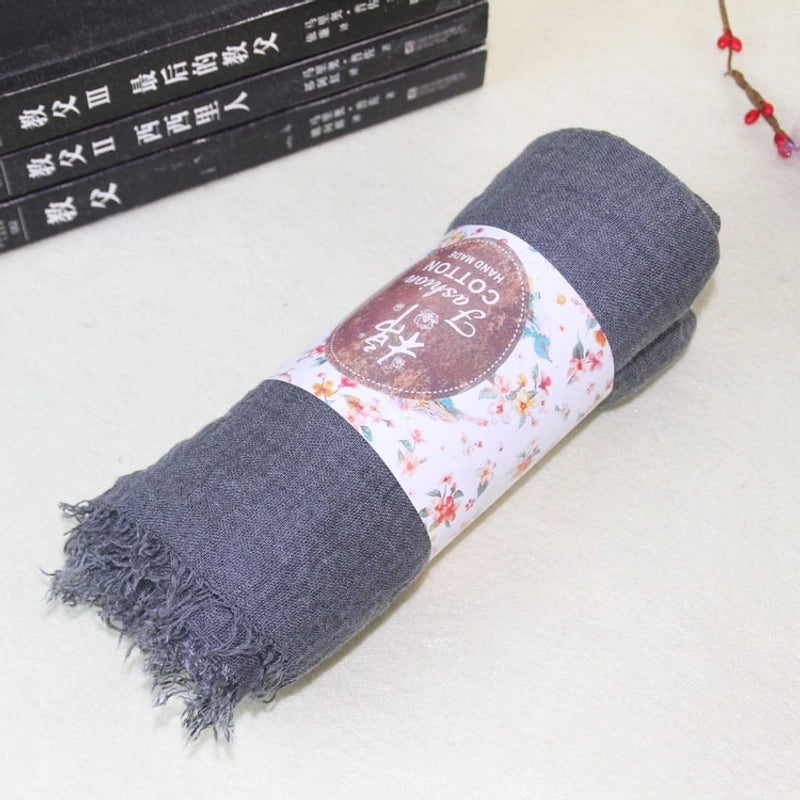 Women's Elegant Lady Minimalist Solid Color Cotton And Linen Scarf