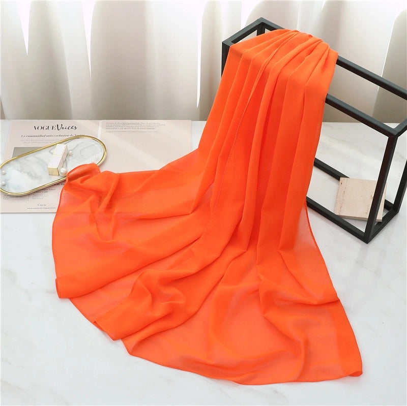 Pearl Chiffon Scarf Solid Color Rectangular Scarf Women's Shawl Basic Scarf