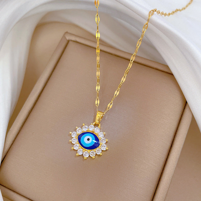 Oval Eyes Banquet Wedding Necklace Female Versatile Clavicle Chain Titanium Steel Chain