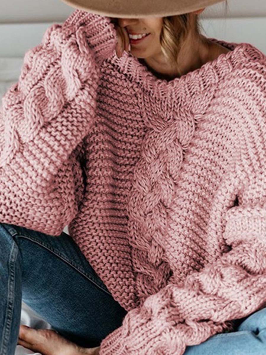 Solid Color Knitted Sweater