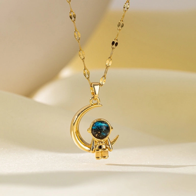 Sweet Minimalist Star Heart Shape Bow Knot Titanium Steel Zircon Plating Inlay Pendant Necklace