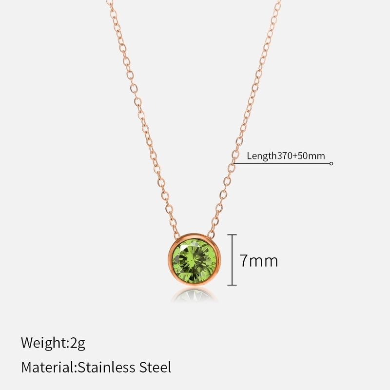 Minimalist Round 304 Stainless Steel Rhinestones Plating Stainless Steel Necklaces
