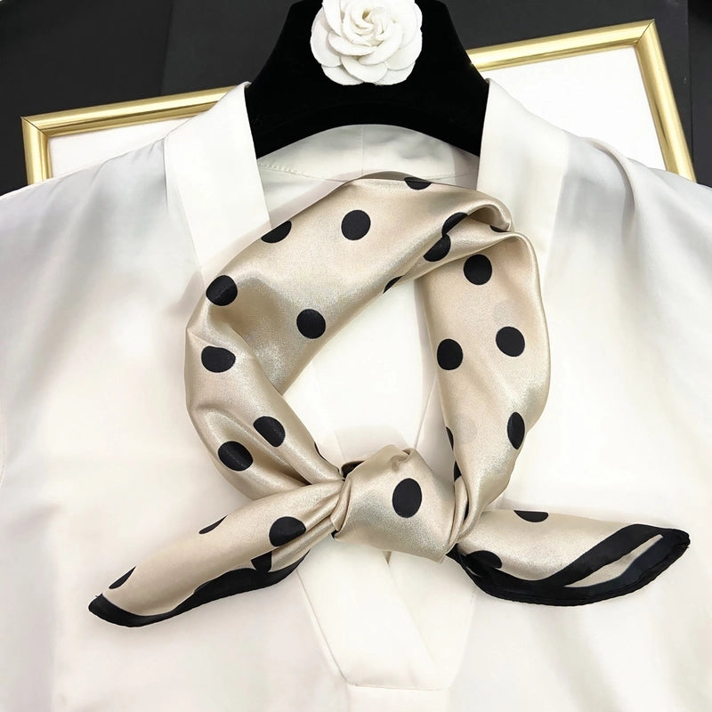 Women's Streetwear Polka Dots Satin Printing Silk Scarf
