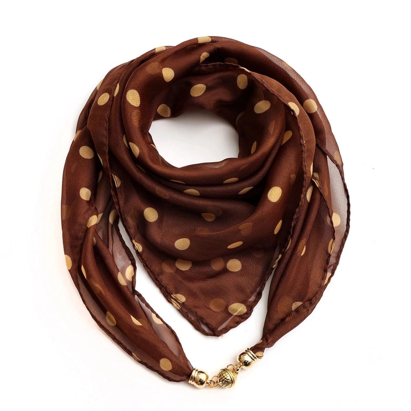 Women's Classic Style Splicing Polka Dots Flower Polyester Printing Silk Scarf