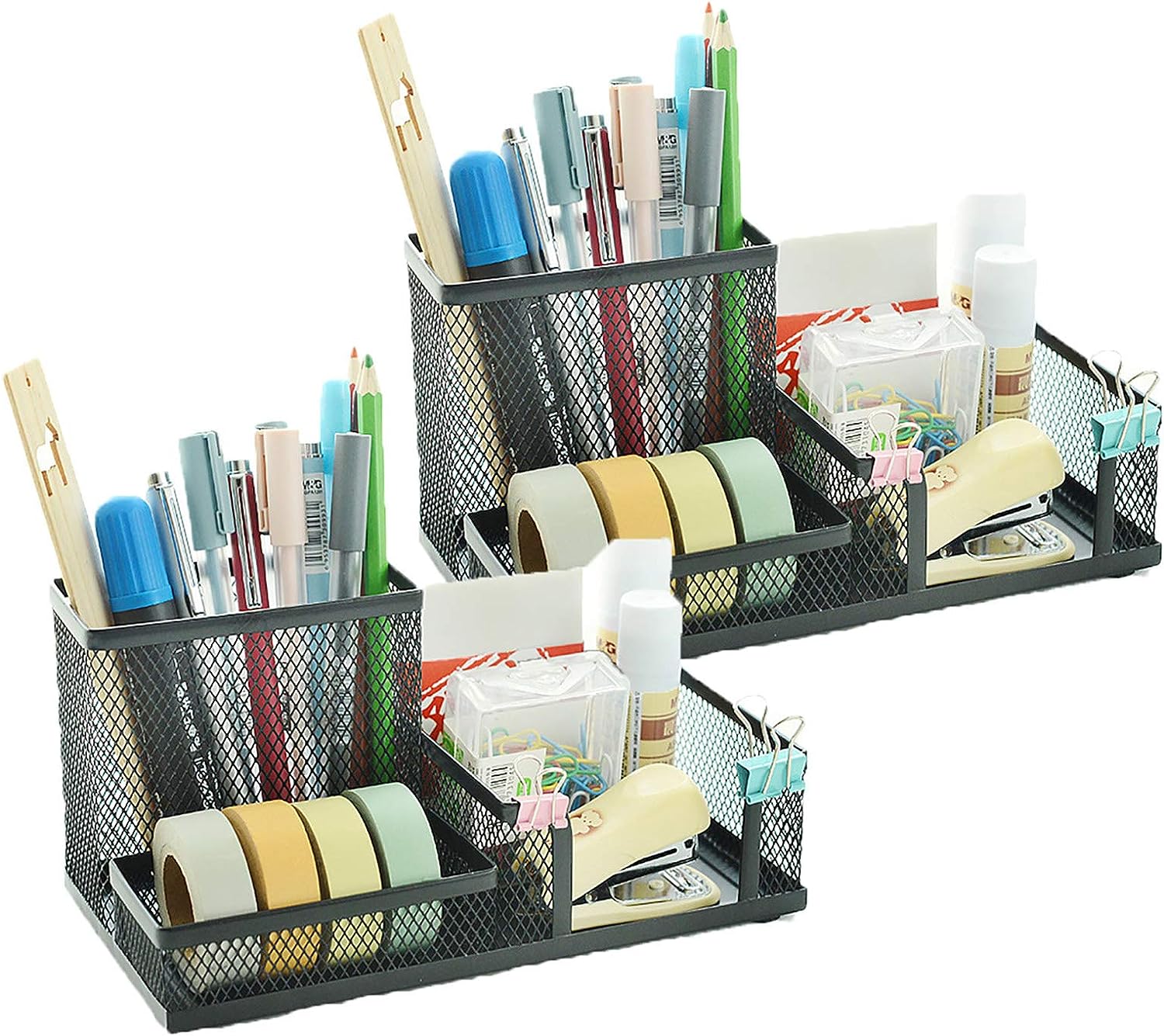 Metal Mesh Desk Supply Organizer Office Supply Caddy Pen Holder Desktop Storage Organizer