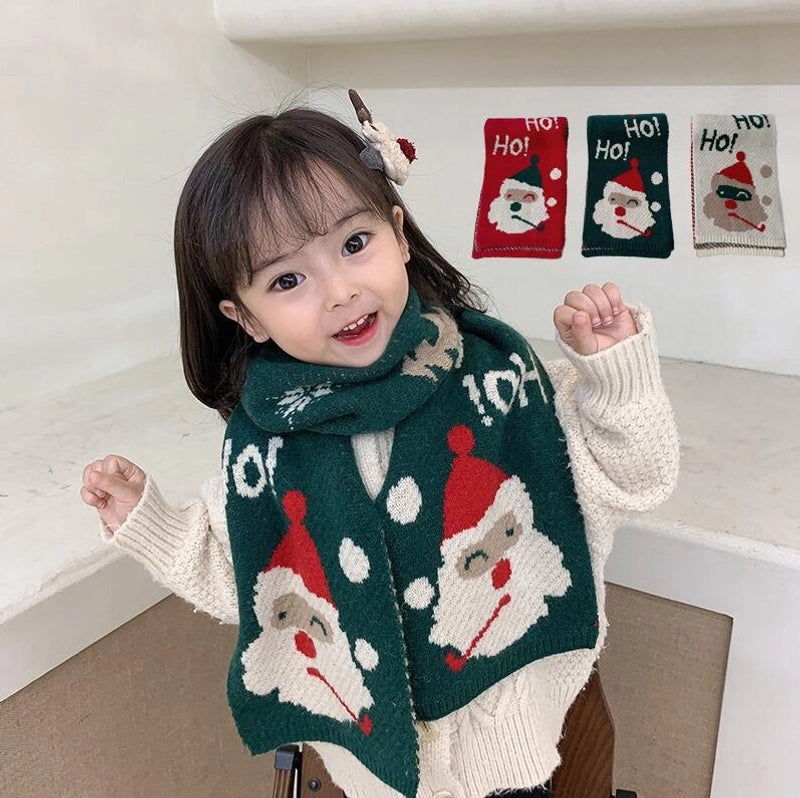 Winter New Wool Children's Christmas Scarf Christmas Fawn Men's And Women's Knitted Scarf Christmas Tree Snowflake Scarf