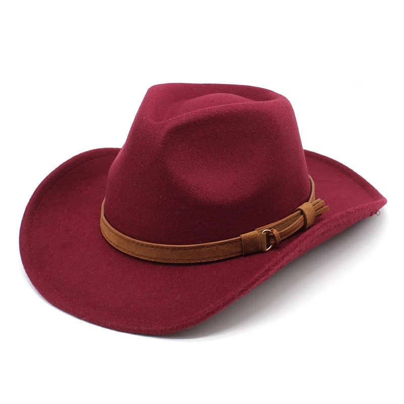 Women's New Denim Woolen Brimmed Jazz Top Hat Men's And Women's Chicken Heart Top Black Felt Hat Woolen Hat