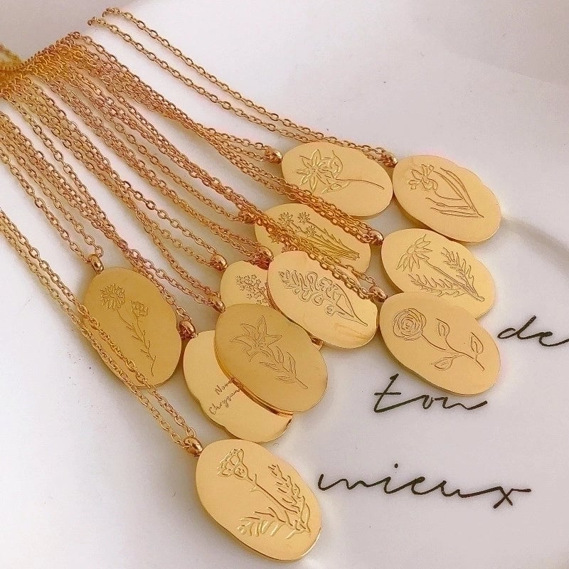 201 Stainless Steel 304 Stainless Steel Minimalist Plating Flower Pendant Necklace