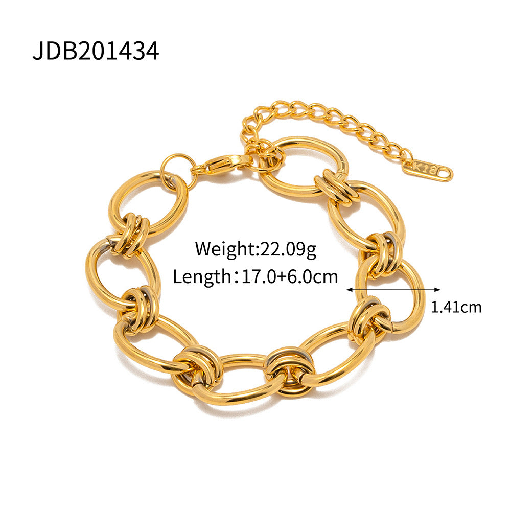 Jie Ding Stainless Steel Gold Pearl Bracelet Niche Metal Chain Titanium Steel Jewelry