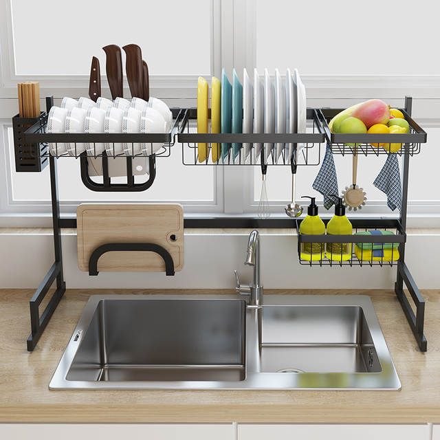 Dish Drying Rack Over Sink Drainer Shelf For Kitchen Drying Rack Organizer Supplies Storage Counter Kitchen Space Saver Utensils Holder