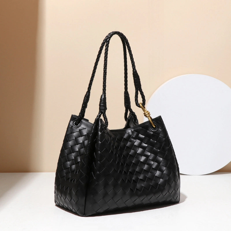 Women's Large Pu Leather Solid Color Elegant Streetwear Square Magnetic Buckle Handbag
