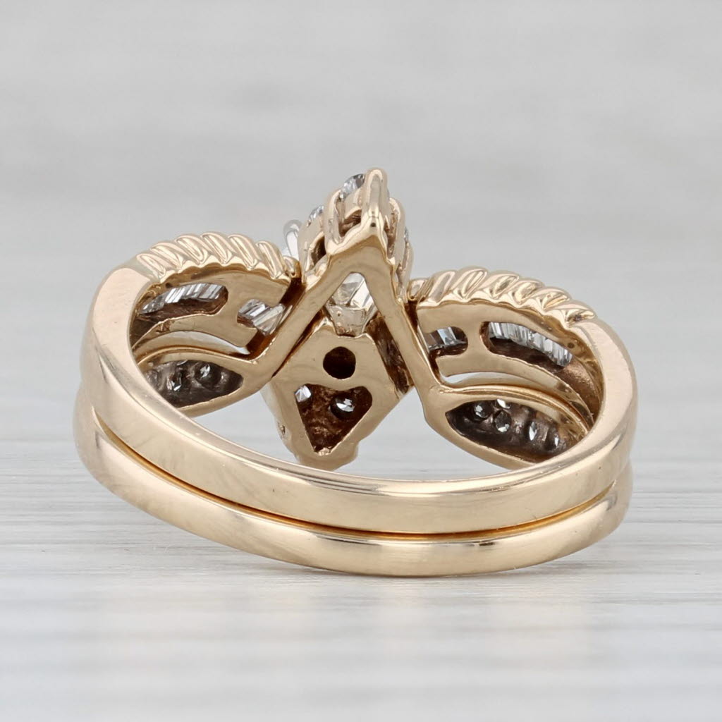 0.75ctw Diamond Engagement Ring Wedding Band Jacket Bridal Set 14k Gold Size 7