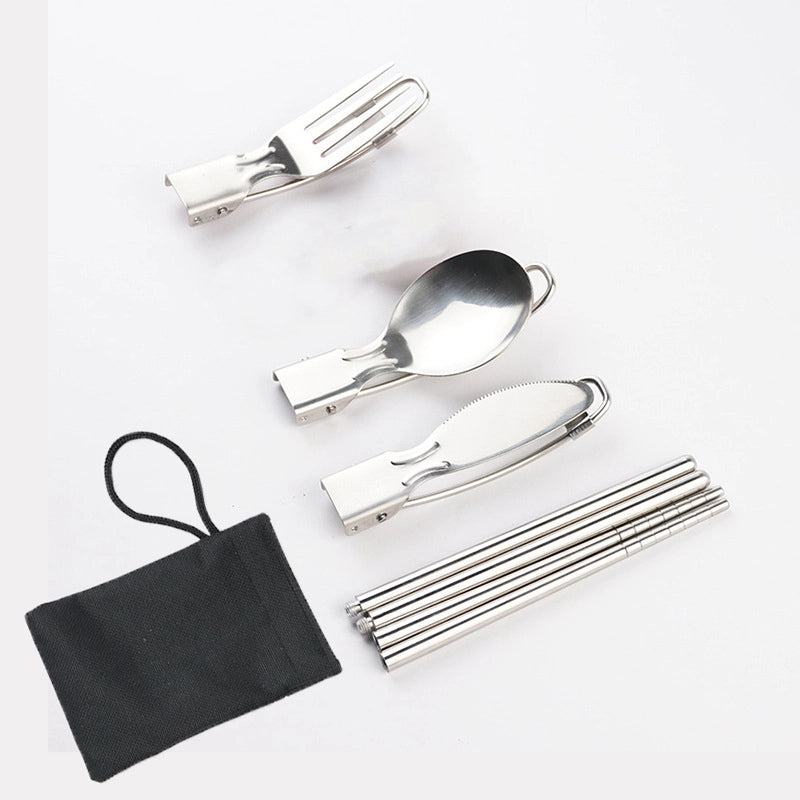 Stainless Steel Folding Spoon. Folding Cutlery Knife Salad Spoon With Fork Folding Spoon Outdoor Portable Set