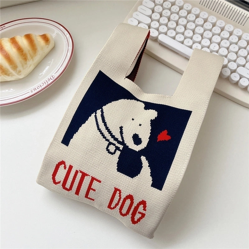 Women's Small Knit Animal Cartoon Cute Open Handbag