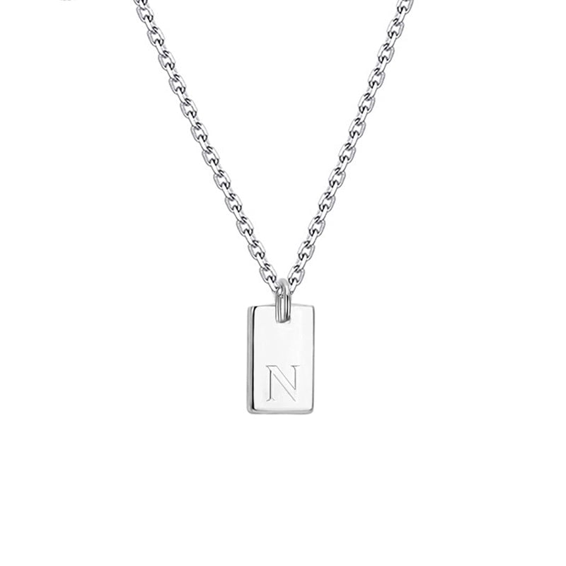 Titanium Steel Minimalist Letter Rectangle Plating Pendant Necklace