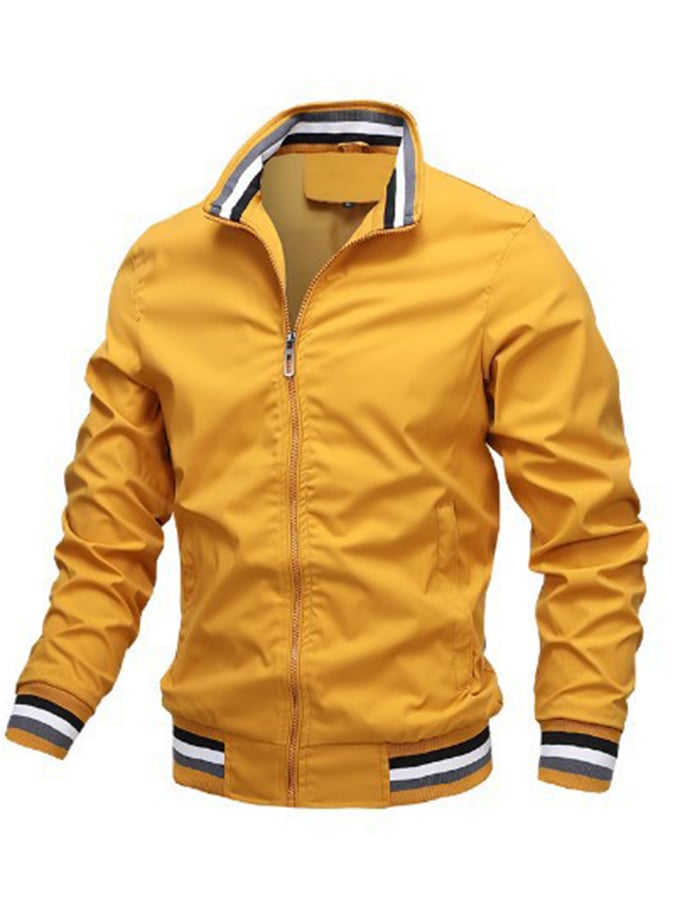 Men's Sports Fashion Slim Fit Standing Collar Waterproof Zipper Bomber Jacket