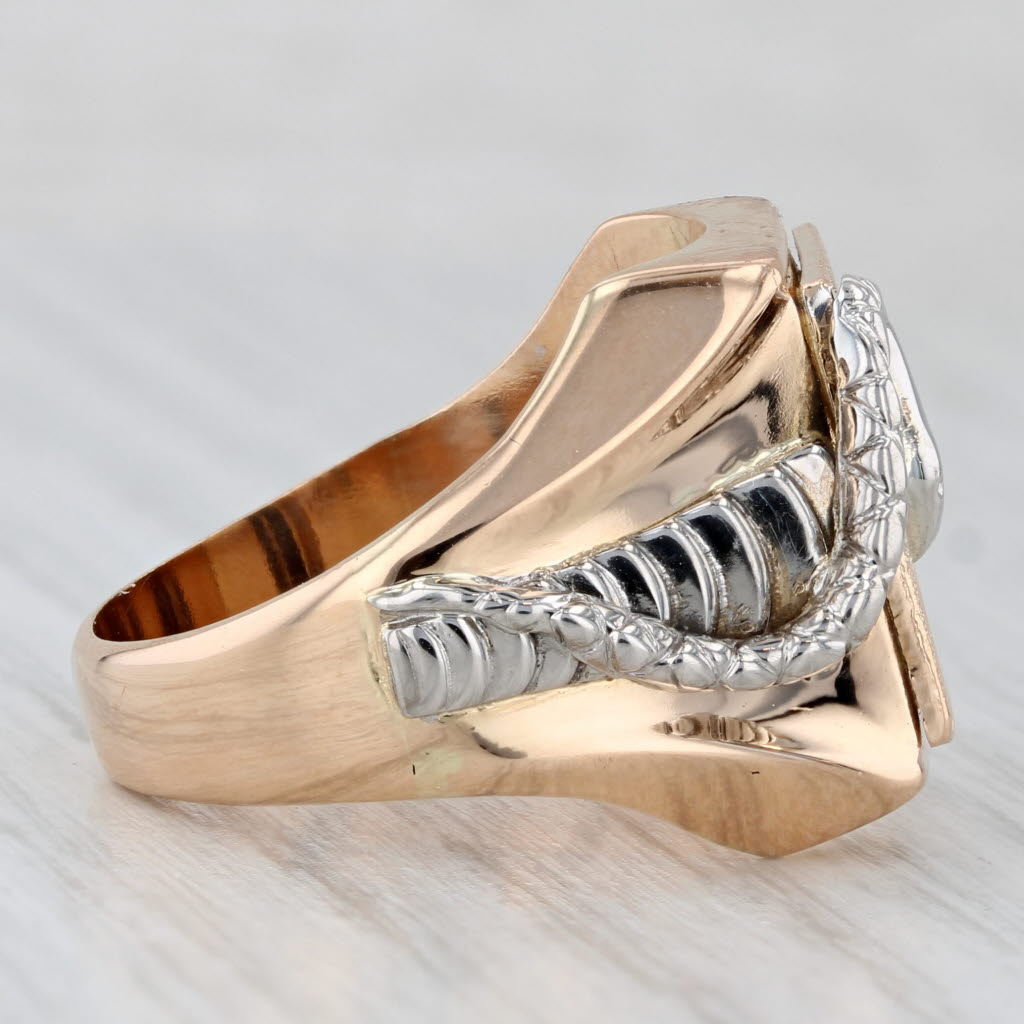 Snake Signet Ring 18k Yellow White Gold Size 9.75 Engravable