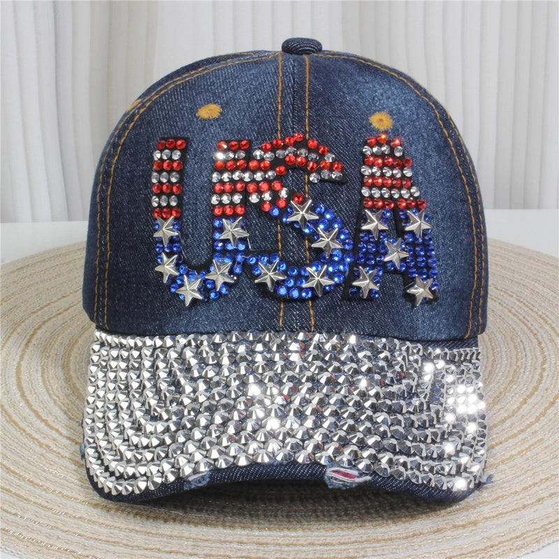 Unisex Streetwear Letter Usa Flower Curved Eaves Baseball Cap