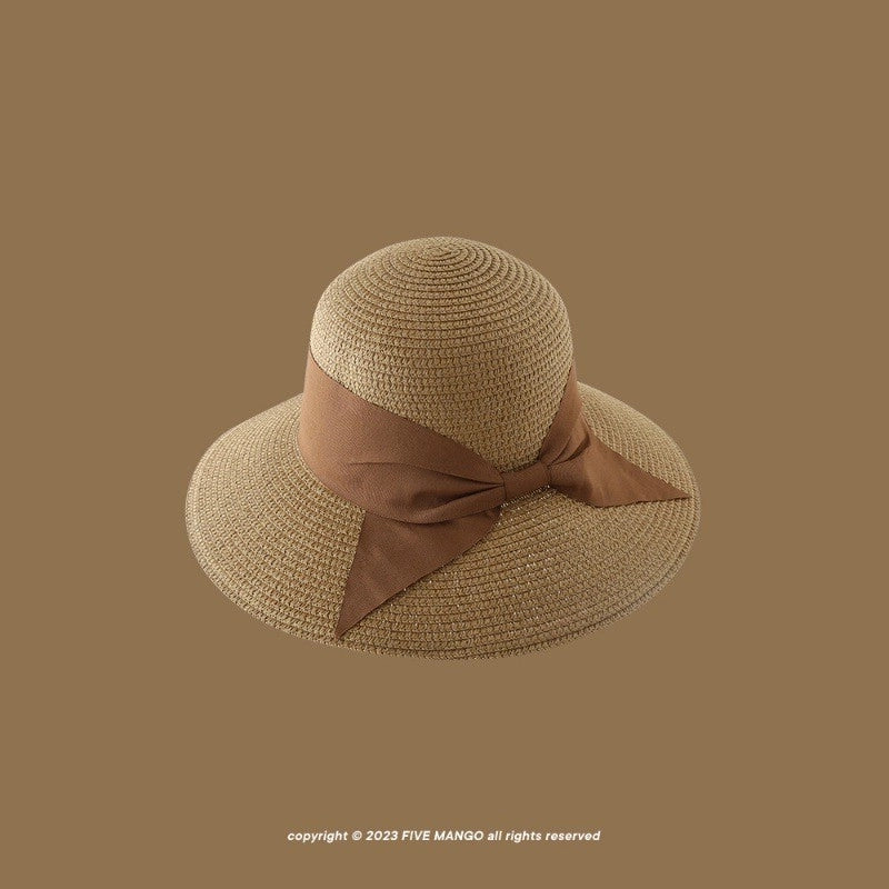 Women's Vacation Minimalist Letter Solid Color Big Eaves Straw Hat