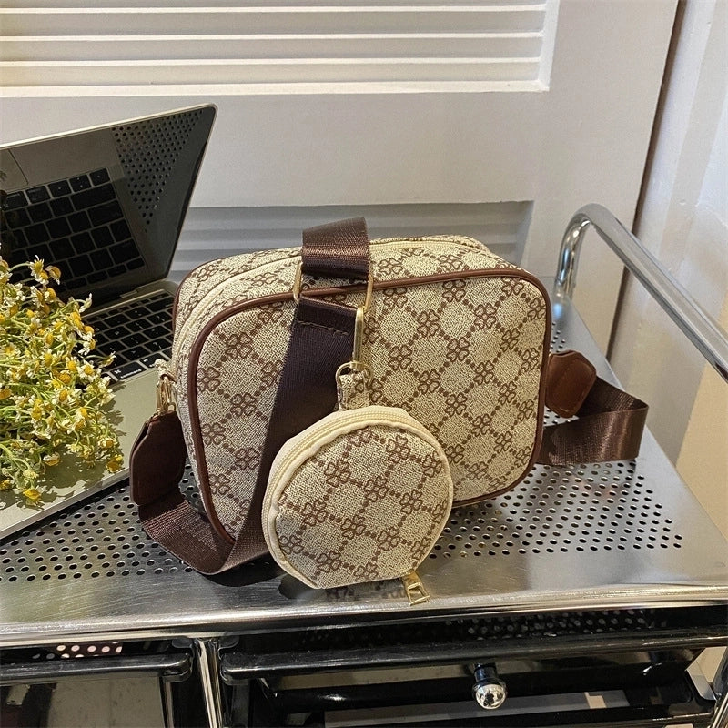 Women's Medium Pu Leather Argyle Vintage Style Classic Style Square Zipper Crossbody Bag