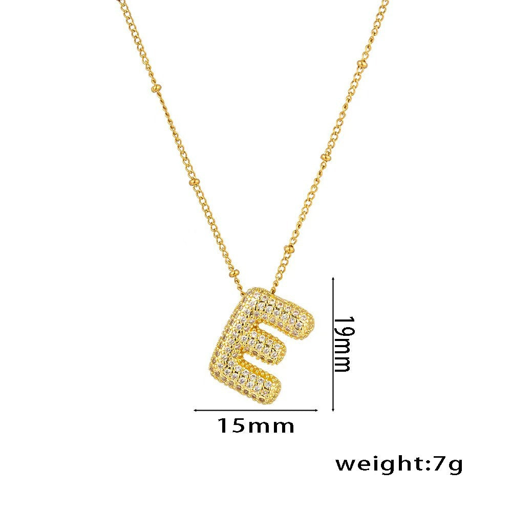 New Micro-Inlaid Zircon 26 Letter Pendant Necklace Copper Plated 18K Gold Fashionable And Classic