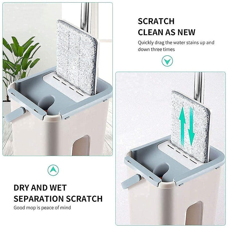 Floor Mop with Bucket. Microfiber Flat Mop with Bucket