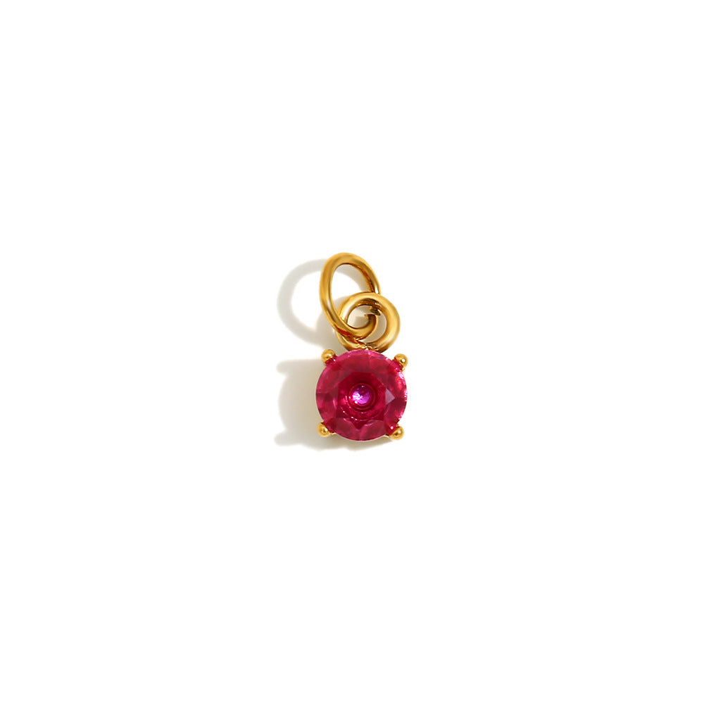 Simple And Versatile Colorful Diy Accessories Pendant Stainless Steel Plated 18K Gold Small Gemstone Pendant