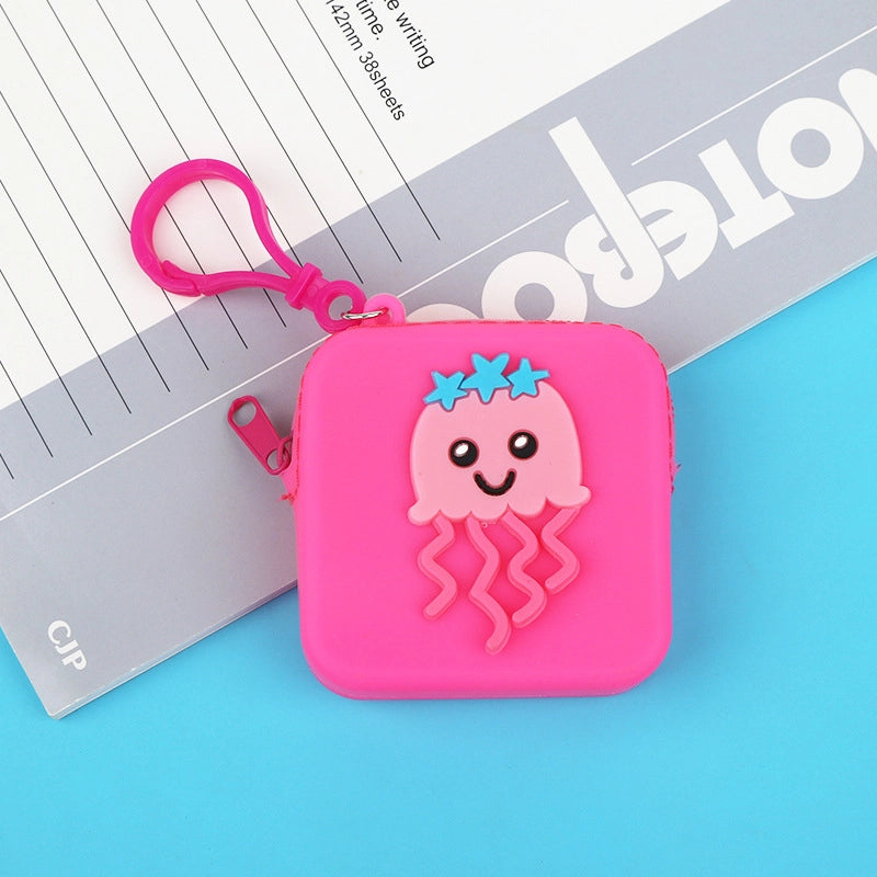 20 Pieces New Cartoon Silicone Change Storage Bag Silicone Data Cable Storage Bag Children's Points Card Storage Bag