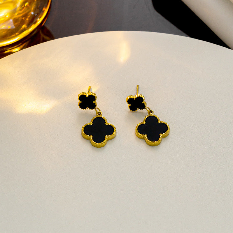 Moderate Luxury Quadrilateral Geometric Stainless Steel 18K Gold Plated Earrings