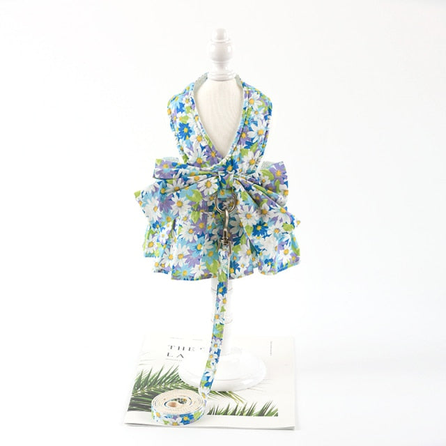 Floral Puppy Dress&Leash Set