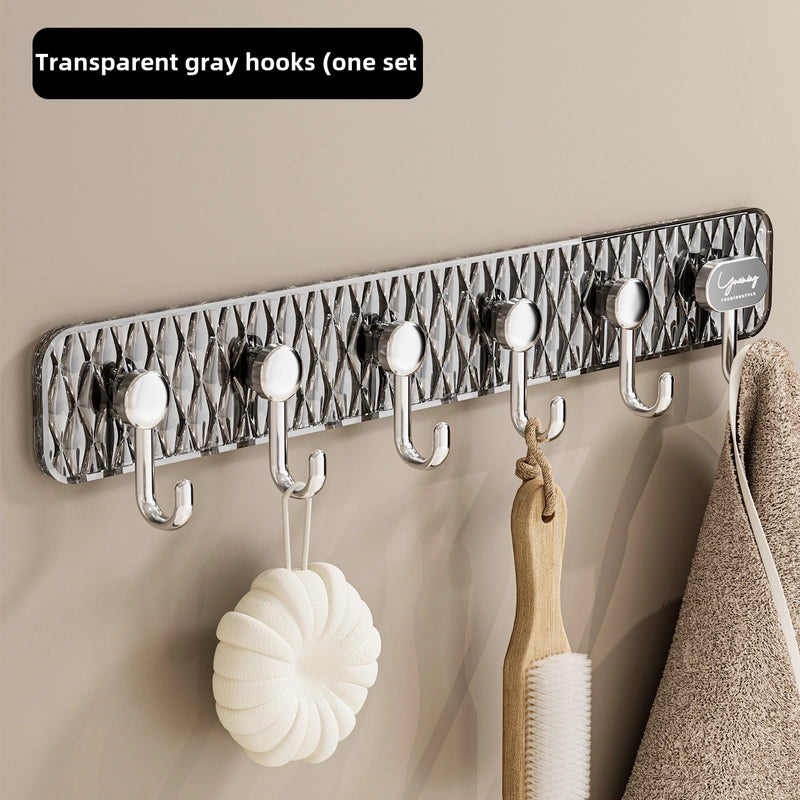 Hook Hook A Row Of Transparent Even Row Of Strong Adhesive Door Hangers Clothes Towels Kitchen Non-perforated Dormitory