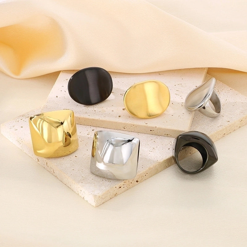 Vintage Style Geometric 304 Stainless Steel 18K Gold Plated Stainless Steel Rings