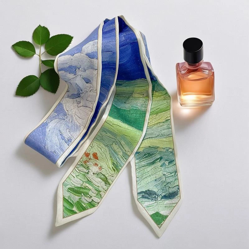 Women's Fairy Style Sweet Flower Satin Silk Scarf