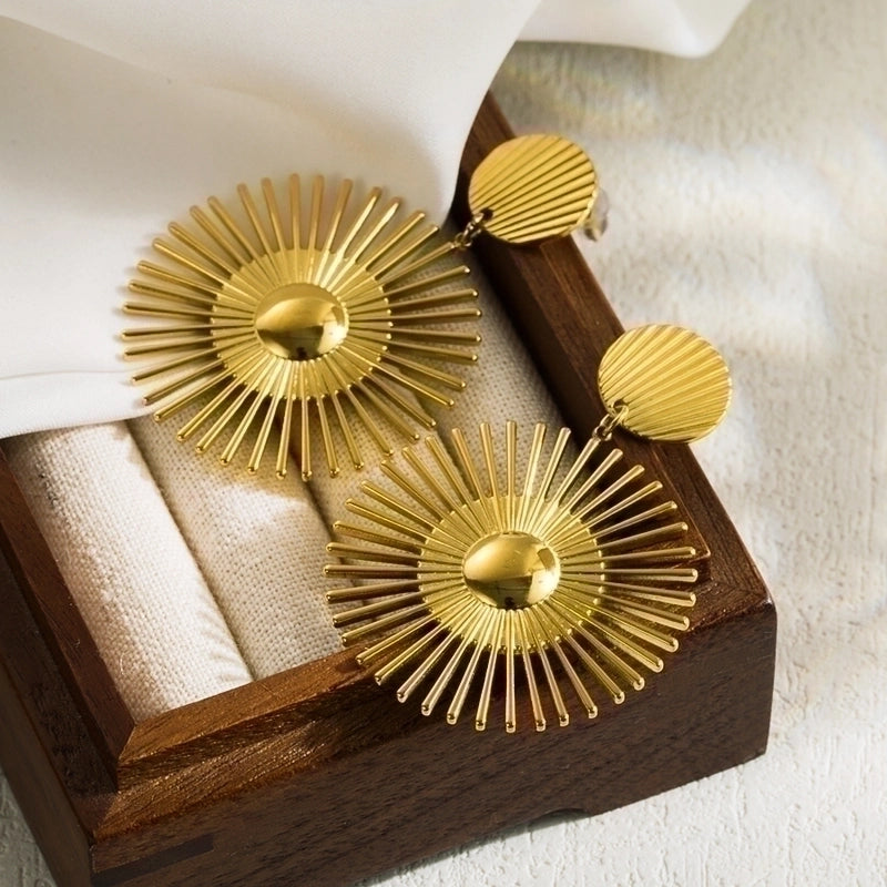 1 Pair Vintage Style Minimalist Artistic Round Water Droplets Irregular Stainless Steel Gold Plated Drop Earrings