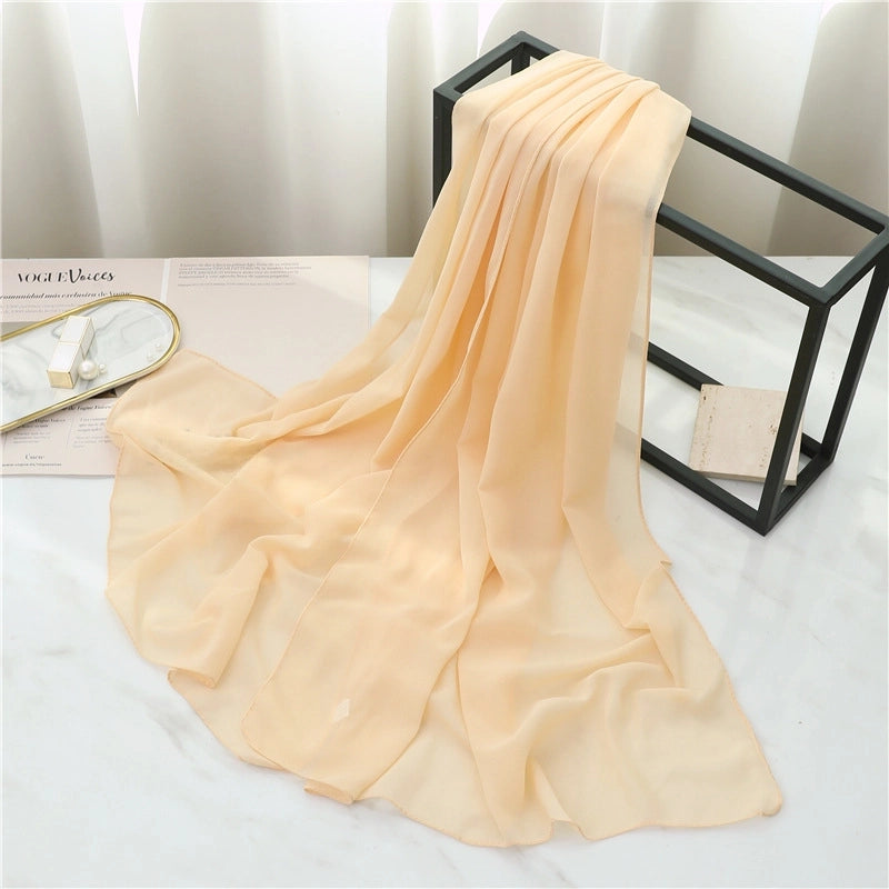 Pearl Chiffon Scarf Solid Color Rectangular Scarf Women's Shawl Basic Scarf