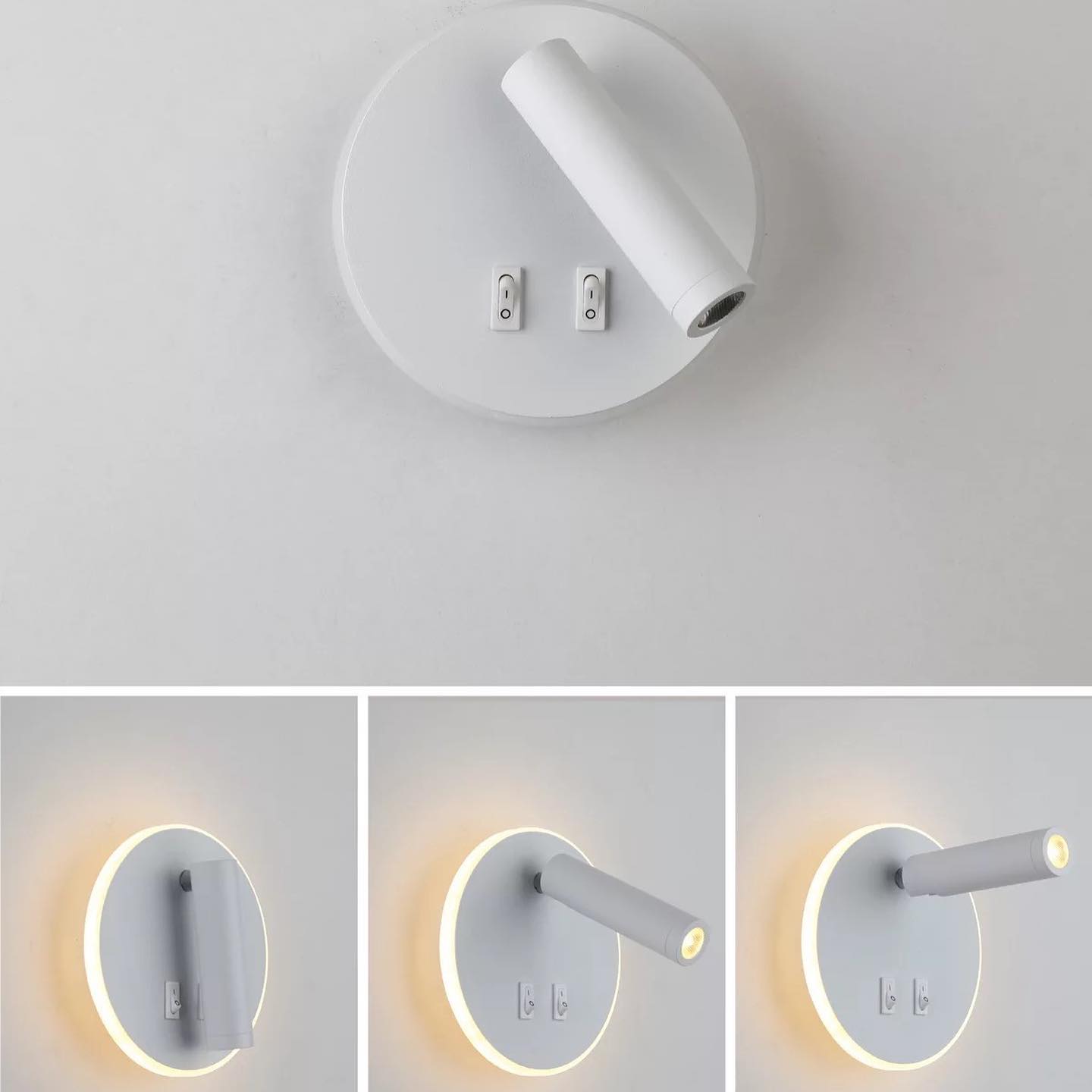 Modern Adjustable Wall Spotlight with White Finish