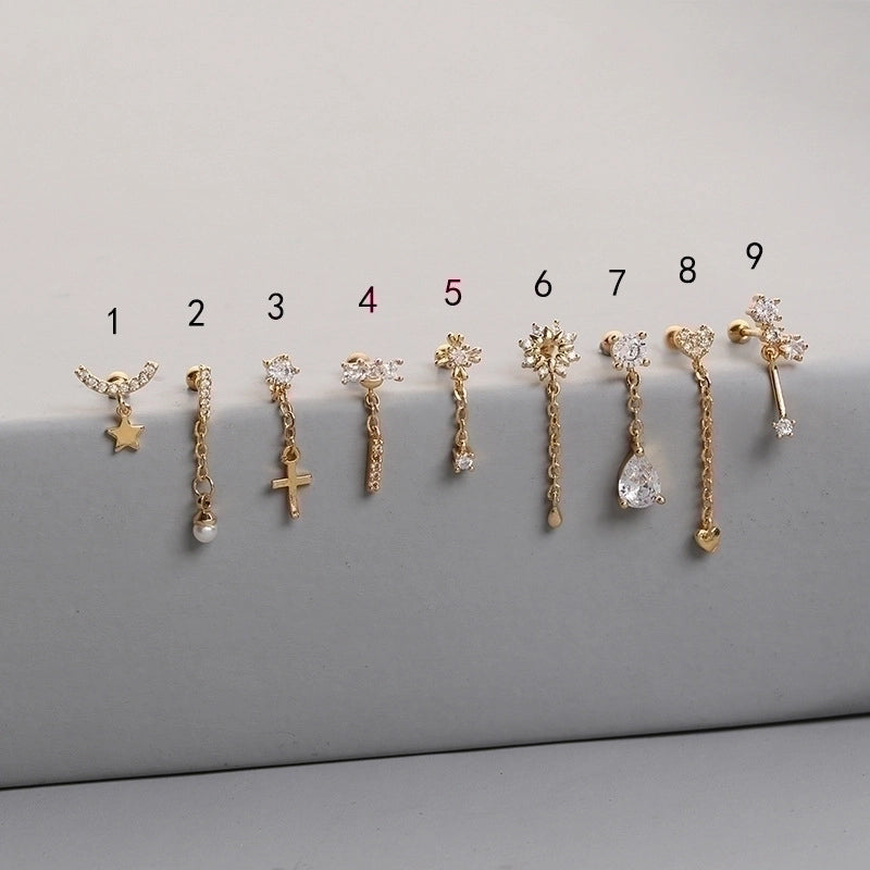 Fashion Cross Heart Shape Copper Drop Earrings Inlay Zircon Copper Earrings 1 Piece