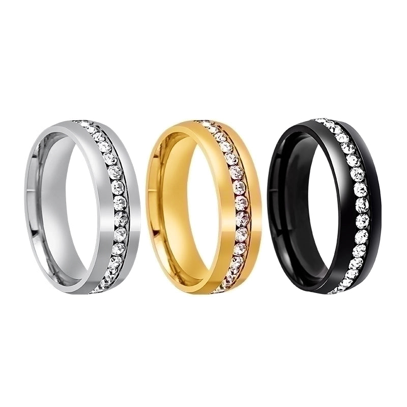 Geometric 201 Stainless Steel Rhinestone Gold Plated
