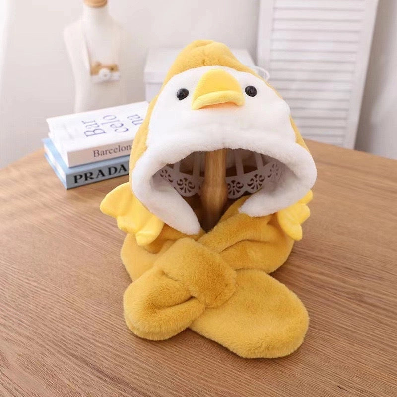Winter Children's Hat Scarf Integrated Thickened Warm Baby Cute Baby Windproof Ear Protection Hat For Boys And Girls