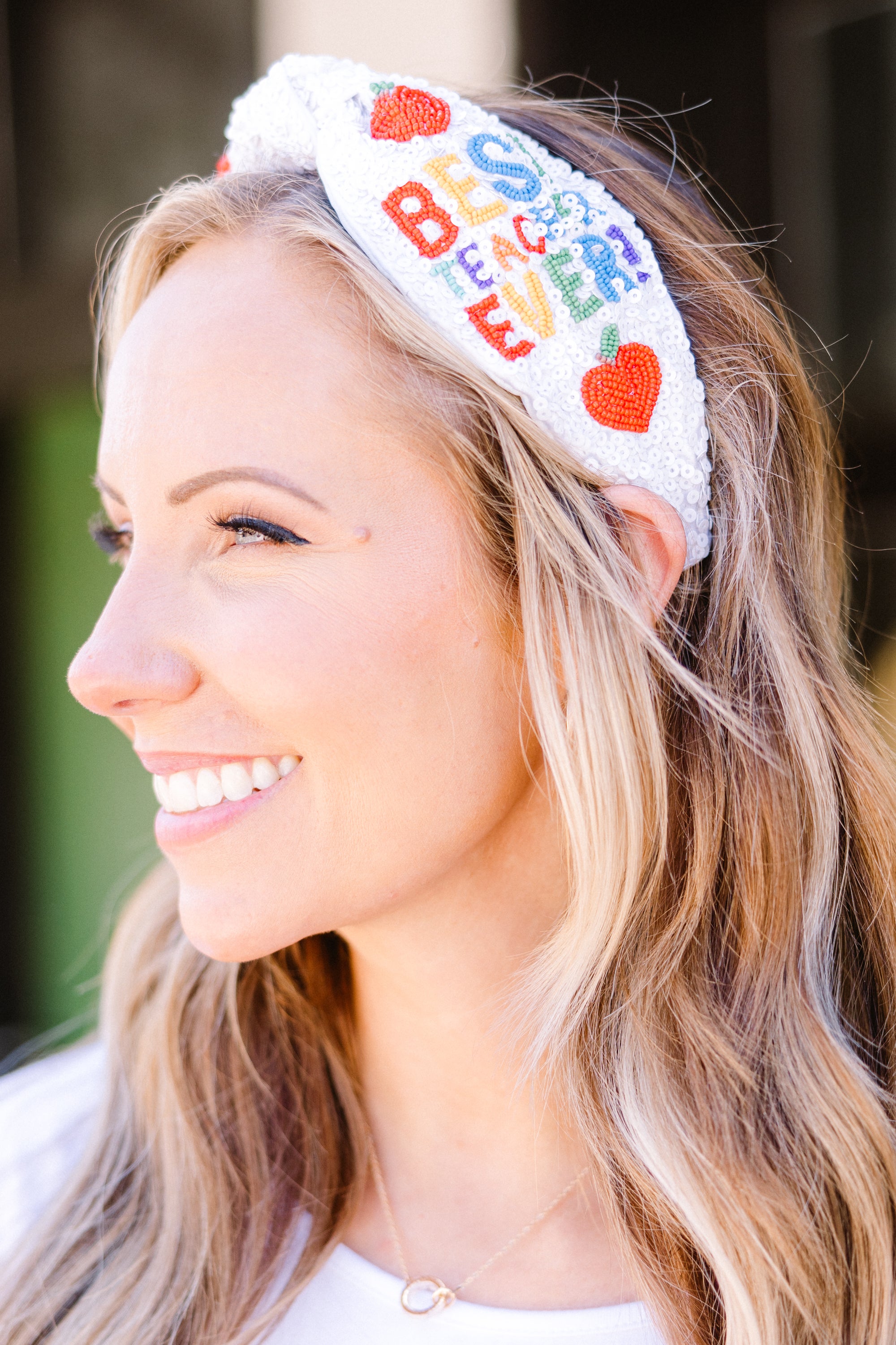 Thank A Teacher Headband. White