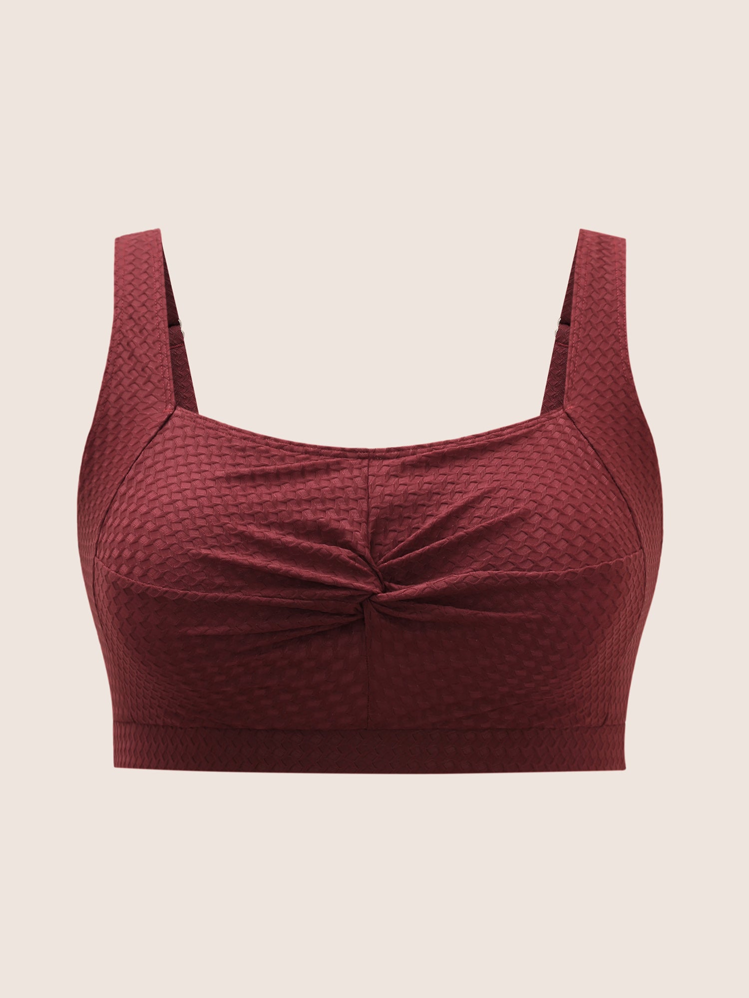 Solid Twist Texture Swim Top